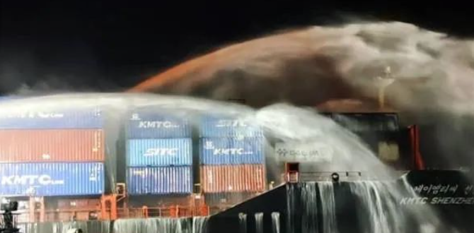 突發(fā)！高麗海運一集裝箱船起火